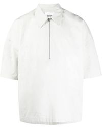 Jil Sander - Camicia bianca a maniche corte con zip - Lyst