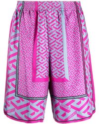 Versace - La Greca Panelled-Print Bermuda Shorts - Lyst