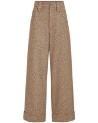 Brunello Cucinelli - Virgin Wool Donegal Baggy Five-Pocket Trousers With Monili - Lyst