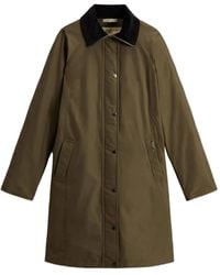 Woolrich - Corduroy-Collar Single-Breasted Coat - Lyst