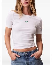 Calvin Klein - Ck Logo Ribbed T-Shirt - Lyst
