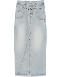 Low Classic Belted Denim Bermuda Pants in Blue | Lyst