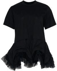 Noir Kei Ninomiya - Ruffled Peplum T-Shirt - Lyst