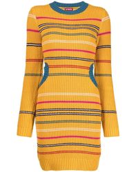 STAUD - Knitted Striped Mini Dress - Lyst