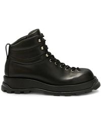 Jil Sander - Lace-Up Leather Ankle Boots - Lyst