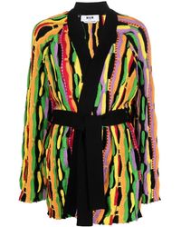 MSGM - Belted Cotton Cardigan - Lyst