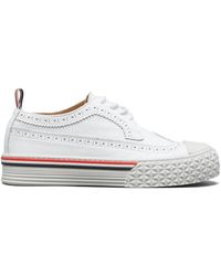 Thom Browne - Stripe-Detailed Leather Sneakers - Lyst