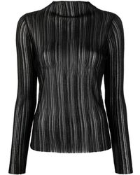 Anine Bing - Amy Ribbed-Knit Sheer Top - Lyst