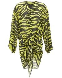 The Attico - Zebra Print Wrap Dress - Lyst