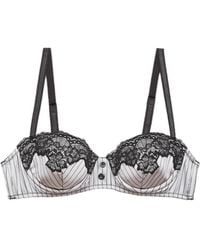 Fleur du Mal - Executive Balconette Pinstripe Lace Bra - Lyst
