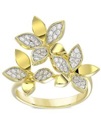 Marchesa - Anello Wild Flower in oro giallo 18kt con diamanti - Lyst