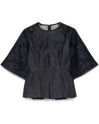 Elie Saab - Denim Embroidered Top - Lyst