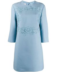 Valentino Floral lace detail short dress - Blu