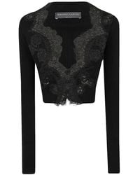 Ermanno Scervino - Lace-Trimmed Ribbed Cardigan - Lyst