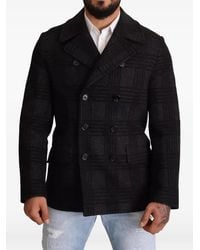 Dolce & Gabbana - Checked Double-Breasted Peacoat - Lyst