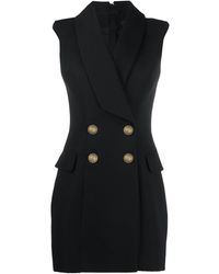 Balmain Mouwloze Jurk - Zwart