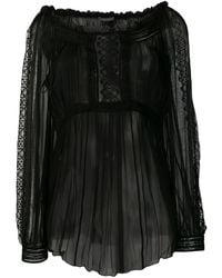 Alberta Ferretti - Sheer Pleated Blouse - Lyst