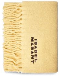 Isabel Marant - Logo-Embroidered Fringed Scarf - Lyst