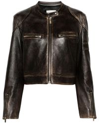 Miu Miu - Cropped Leather Jacket - Women's - Lambskin/polyester/viscose/recycled Polyester - Lyst