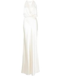 Michelle Mason - Robe Longue Drapée À Dos Nu - Lyst