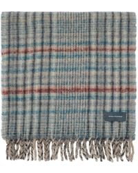 Piquadro - Check-Pattern Fringed Scarf - Lyst