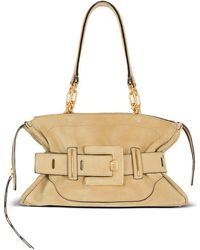 Balmain - "Anthem" Suede Leather Shoulder Bag - Lyst