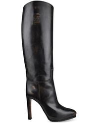 Ralph Lauren - Monogrammed Almond Leather Boots - Lyst