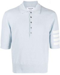 Thom Browne - Waffelstrick-Poloshirt mit 4-Streifen-Logo - Lyst
