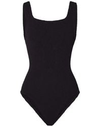 Hunza G - Crinkle-Effect Square-Neck Swimsuit - Lyst