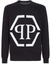 Philipp Plein - Intarsia-Logo Crewneck Jumper - Lyst