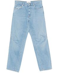 Coperni - Straight-Leg Light Cotton Denim Jeans With Leather Strap With Metal C Logo - Lyst