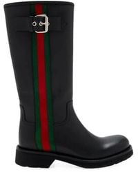 Gucci - Biker Boots With Web - Lyst