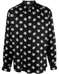 Dolce & Gabbana - Seidenhemd mit Logo-Print - Lyst