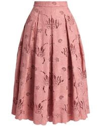 Erdem - Floral-Cutwork Pleated Skirt - Lyst