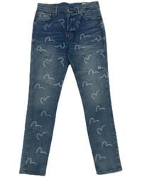 Evisu - Gerafelde Jeans Met Zeemeeuwen-Print - Lyst
