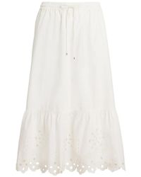 Ralph Lauren - Broderie-Anglaise Tiered Midi Skirt - Lyst