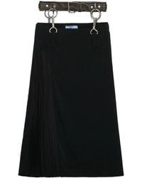 Prada - ベルテッド プリーツスカート - Lyst