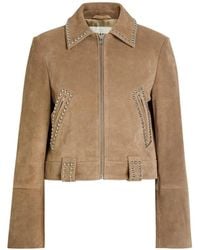 STAUD - Hugo Stud-Embellished Suede Jacket - Lyst