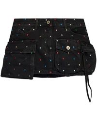 The Attico - Jeansrock Mit Strass - Lyst