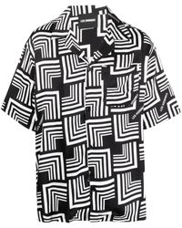 Les Hommes - Geometric-pattern Logo-print Shirt - Lyst