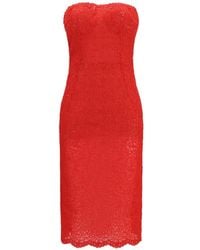 Ermanno Scervino - Strapless Floral-Lace Midi Dress - Lyst