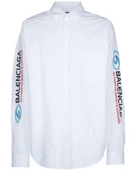 Balenciaga - Hemd Mit Logo-Print - Lyst