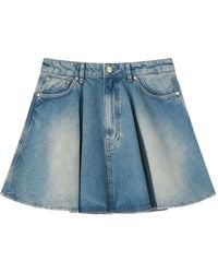 Ganni - Denim Miniskirt With A Washed-Out Effect - Lyst