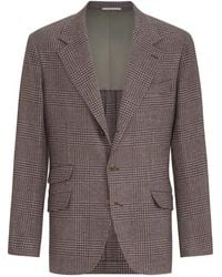 Brunello Cucinelli - Comfort Wool And Cashmere Prince Of Wales Flannel Deconstructed Cavallo Blazer - Lyst