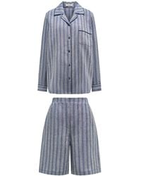 12 STOREEZ - Striped Linen Pyjama Set - Lyst