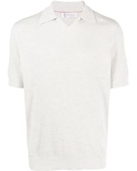 Brunello Cucinelli - Poloshirt Aus Geripptem Strick - Lyst