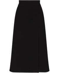 Dolce & Gabbana - Crêpe Midi-Rok Met Split - Lyst