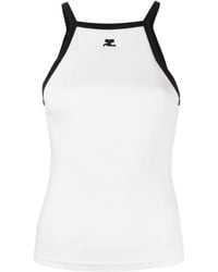 Courreges - Logo-embroidered Cotton Tank Top - Lyst
