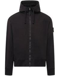Stone Island - 6100009 Organic Cotton Fleece Zip-Up Hoodie - Lyst