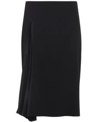 Jil Sander - Pleated-Panel Wool Midi Skirt - Lyst